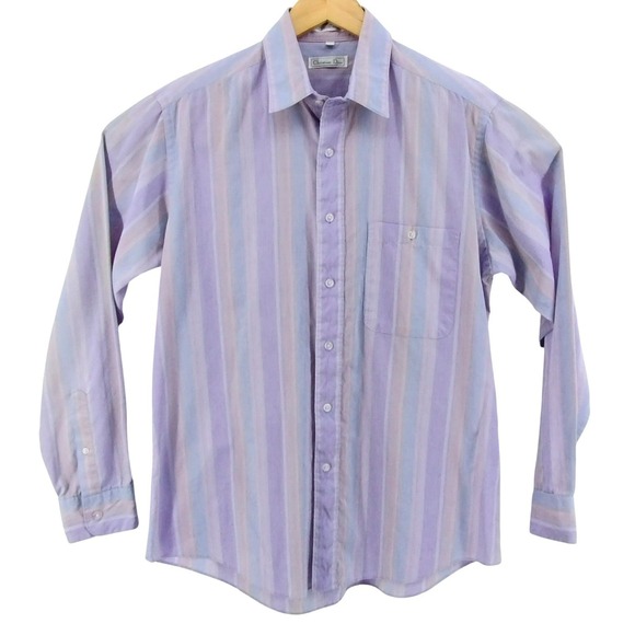Dior Other - Vintage Christian‎ Dior Men's Striped Button Shirt Long Sleeve Pastel Size Large